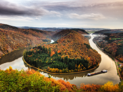 германия, реки, осень, леса, пейзаж