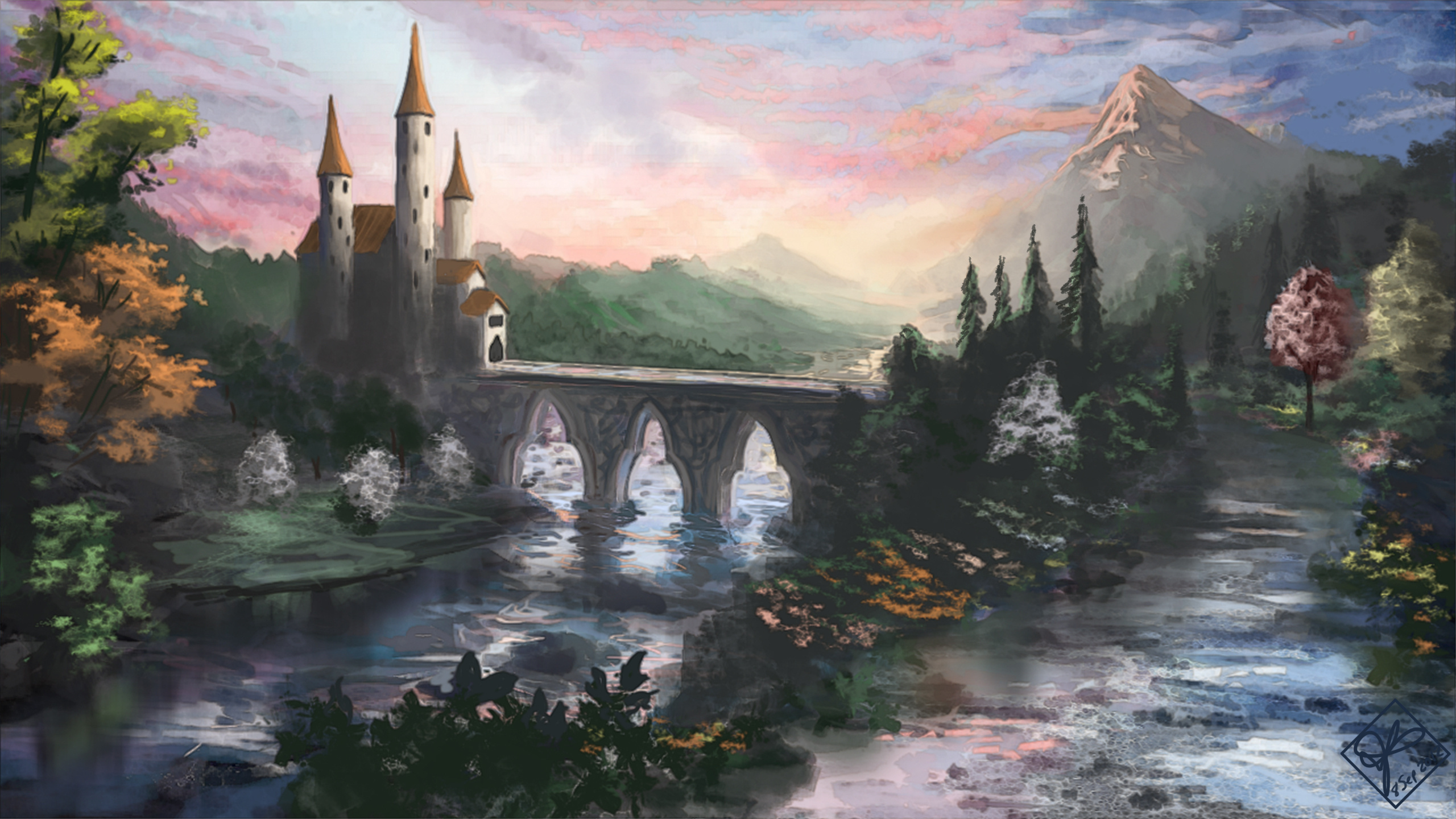 Сказочный замок живопись