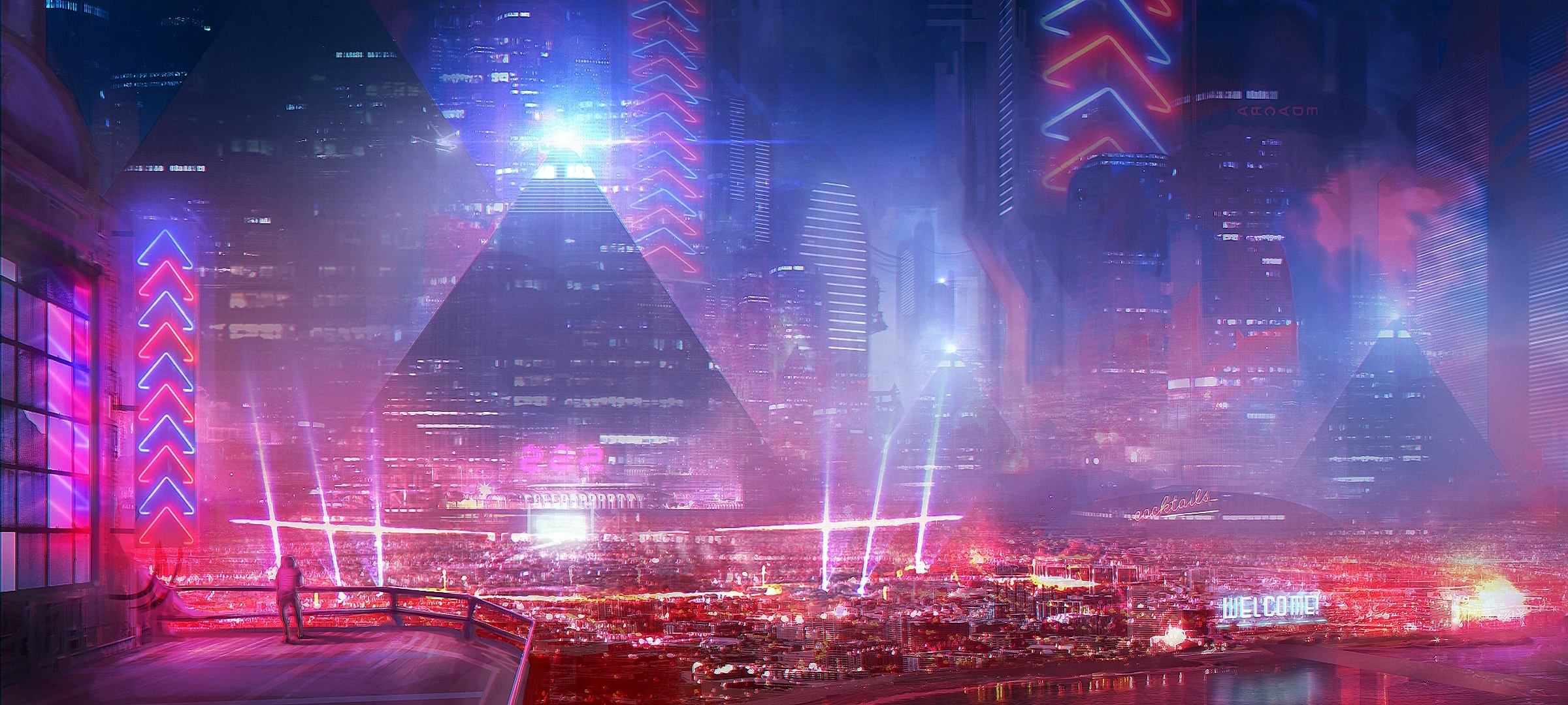 Неоновый город будущего