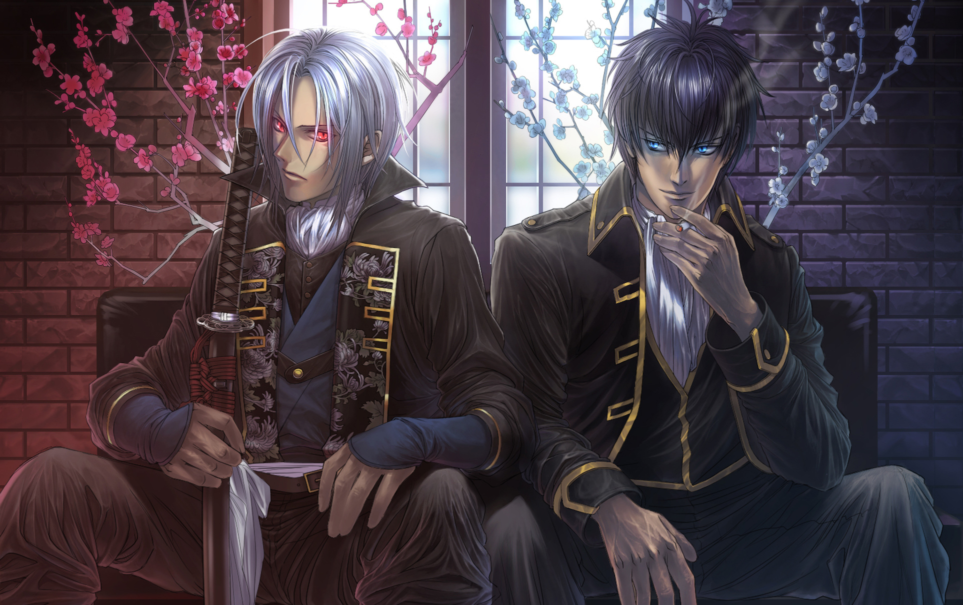 Обои hijikata toshizou, демоны бледной сакуры, hakuouki, hijikata  toushirou, Gintama на рабочий стол