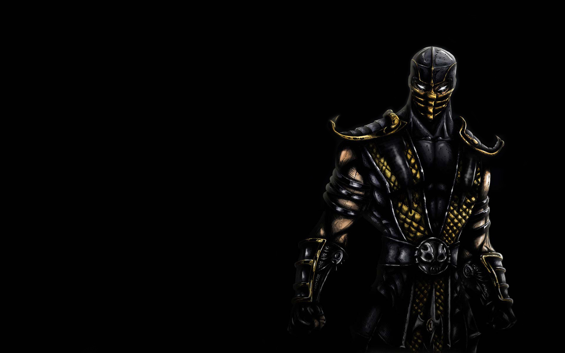 Обои ниндзя, scorpion, темный фон, ninja, скорпион, mortal kombat на  рабочий стол