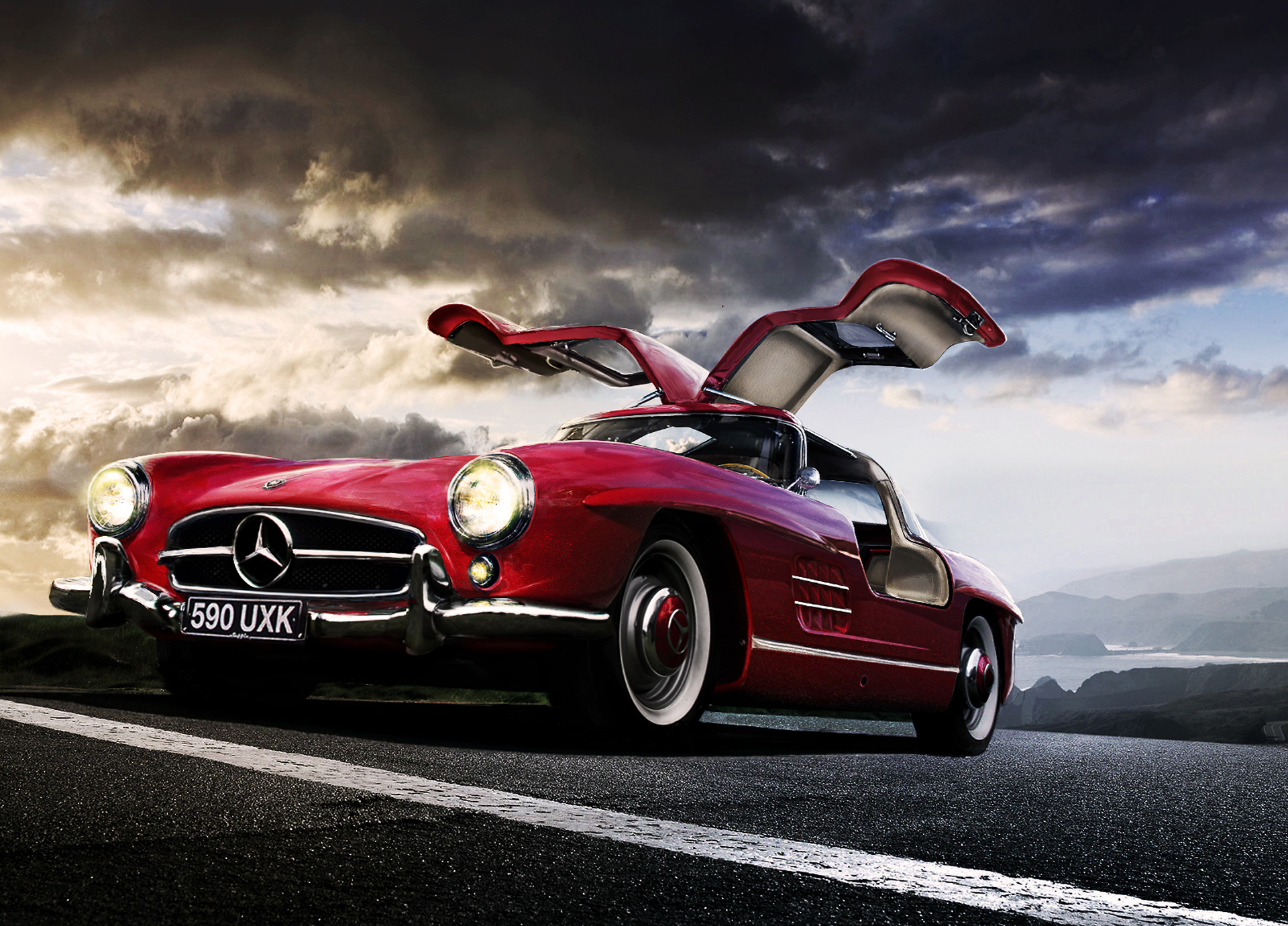 Mercedes 300sl красный