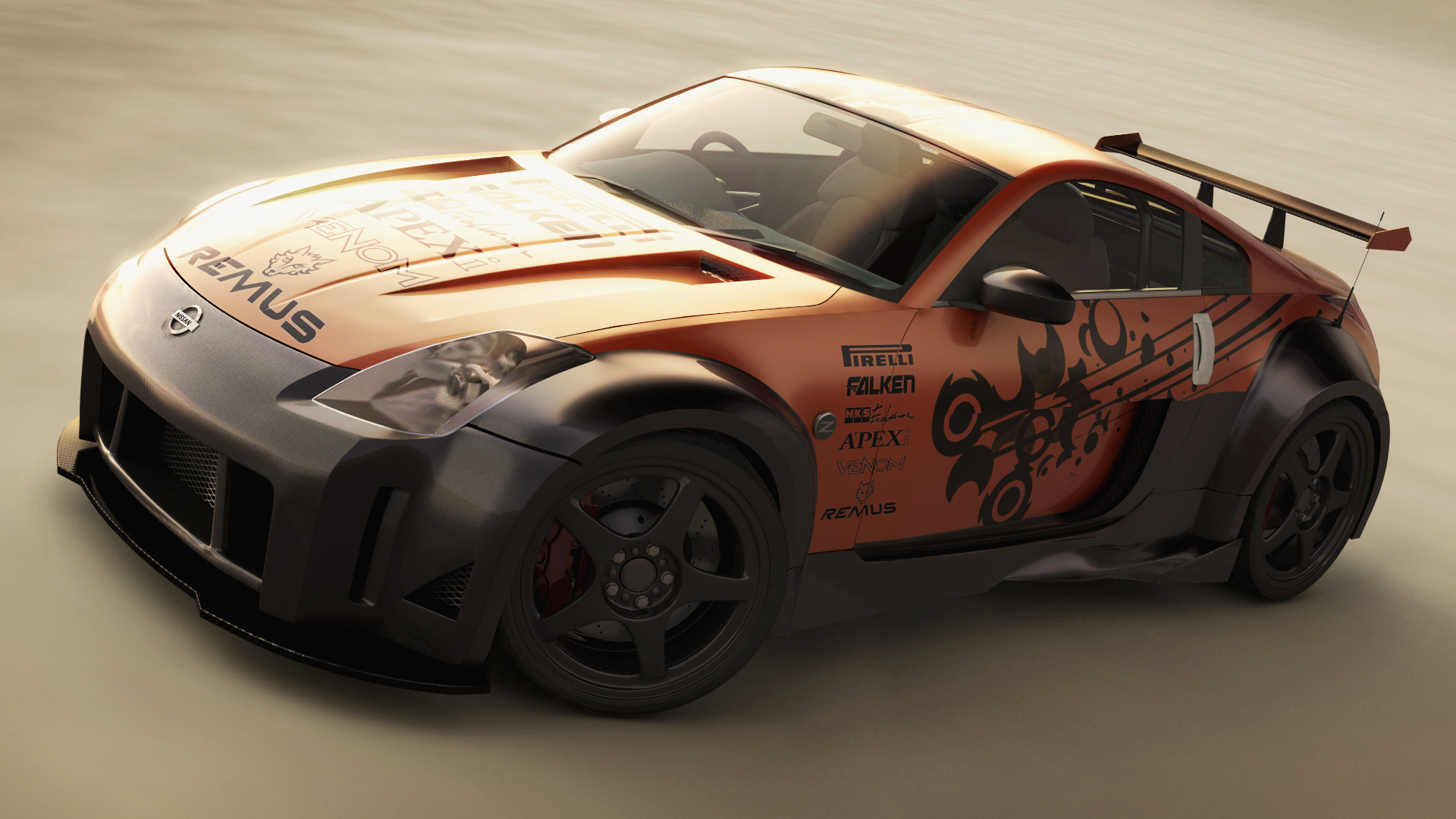 Обои дрифт Nissan 350z