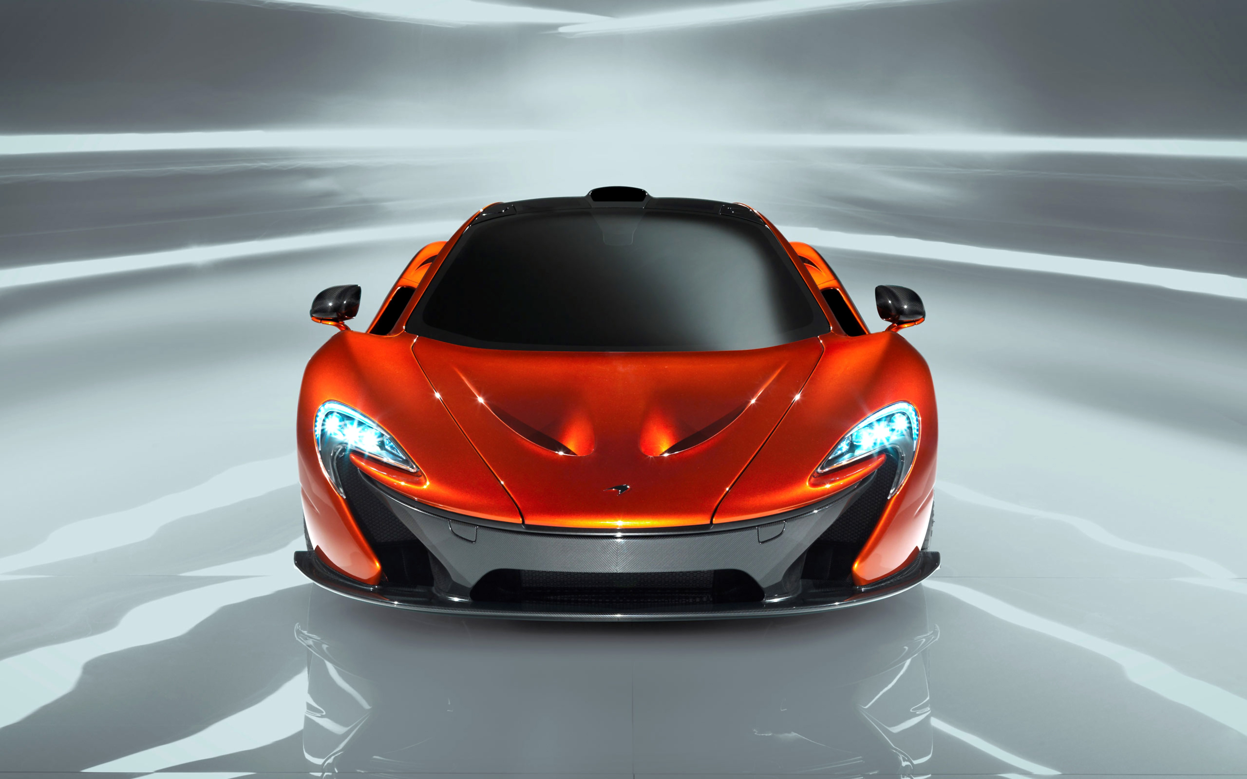 Обои передок, p1, оранжевый, авто, капот, фары, машина, mclaren на рабочий  стол