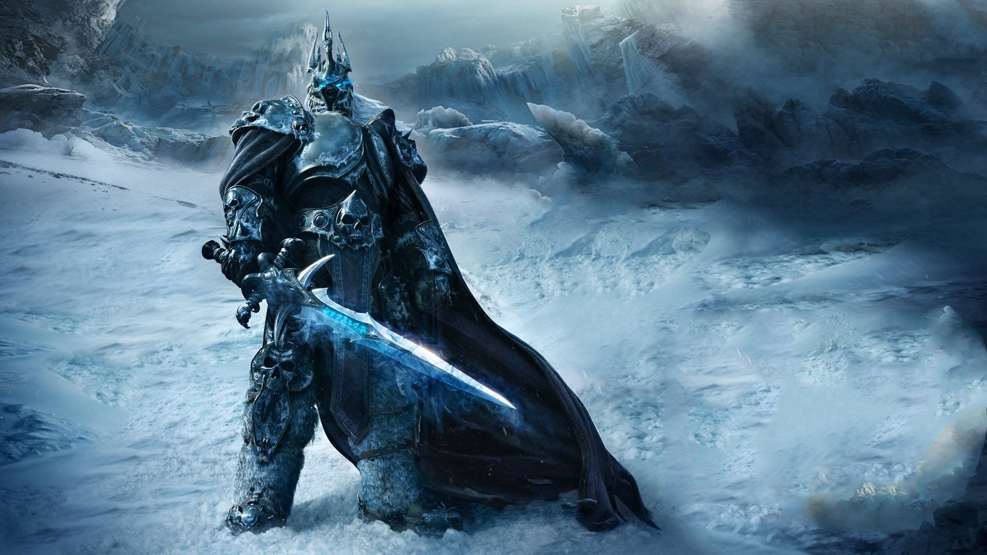 Обои wrath of the lich king, world of warcraft, горы, игра, воин на рабочий  стол