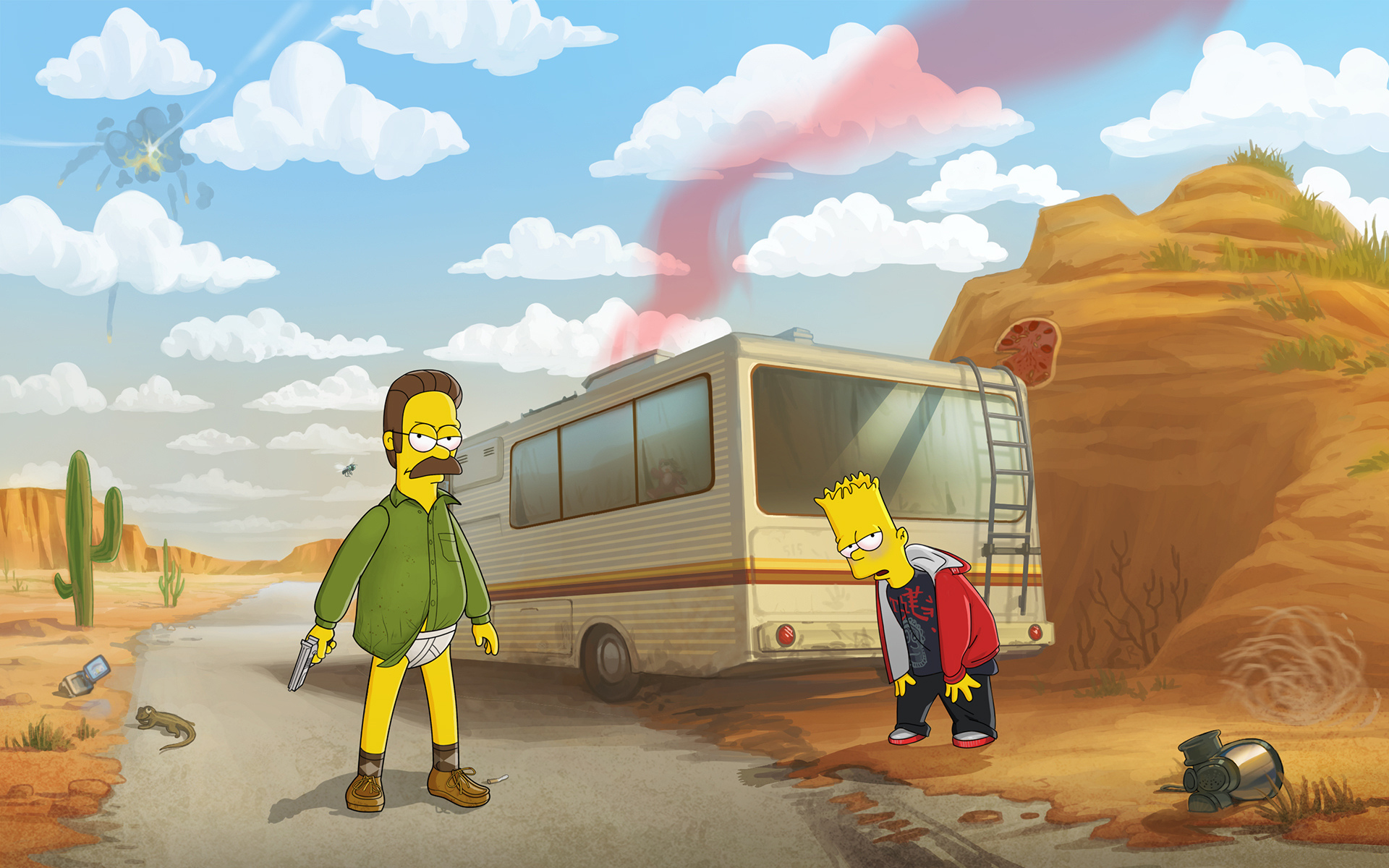 Обои the simpsons, ned flanders, breaking bad, bart simpson на рабочий стол