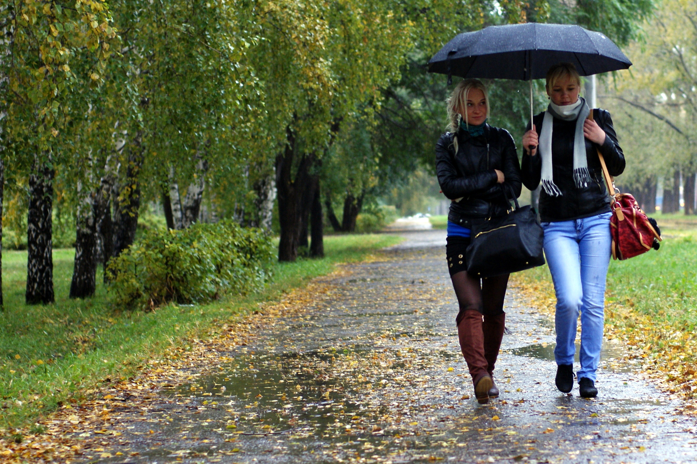 Девки гуляют на улице. Прогулка в осеннем парке. Прогулка в парке. Люди на улице осенью. Прогулка под дождём.