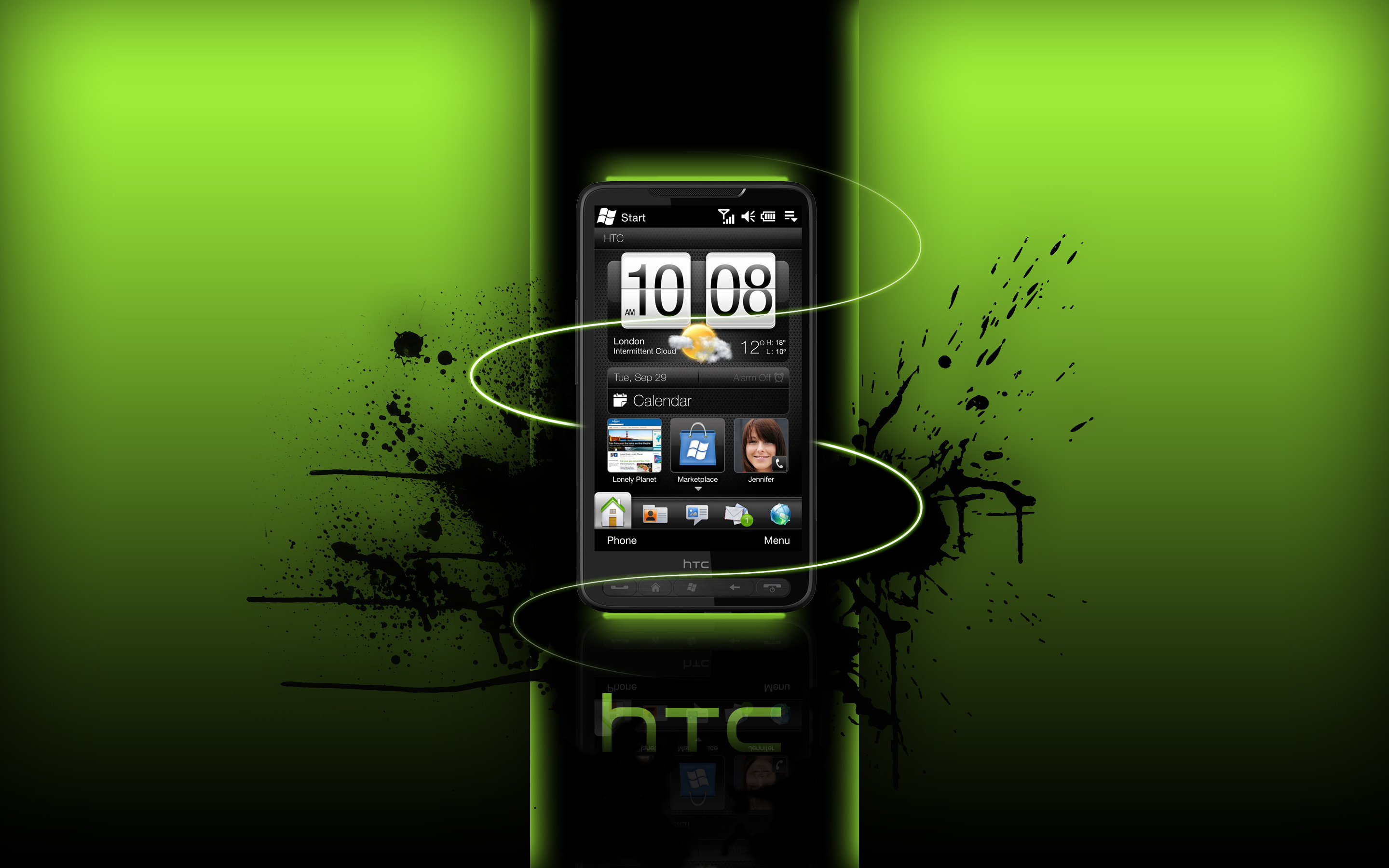 Обои htc, windows mobile, смартфон на рабочий стол