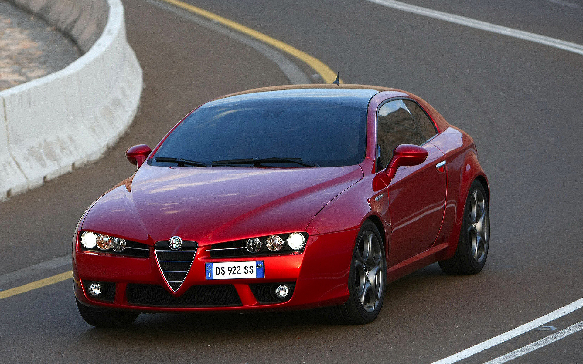 Обои Дорога, поворот, авто, Alfa-Romeo-Brera, 2009 на рабочий стол