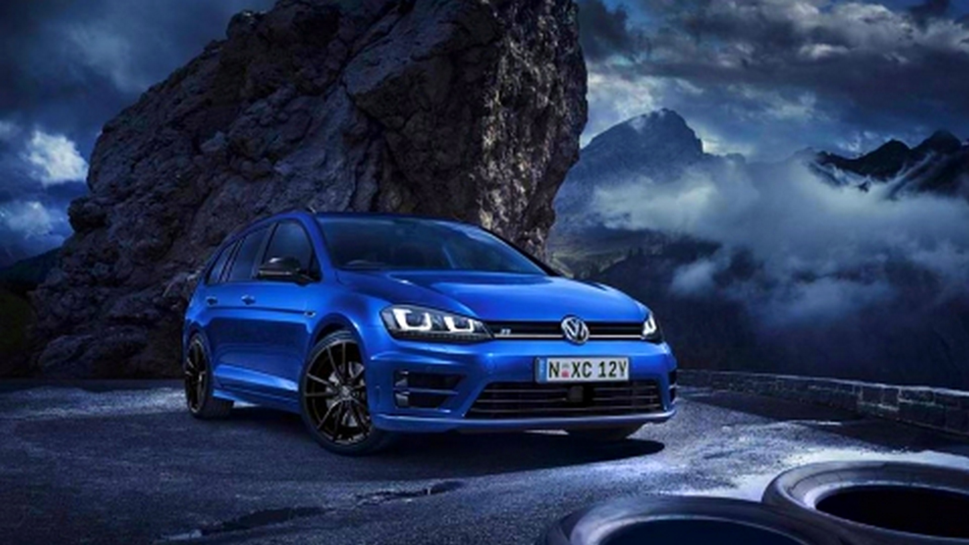 Обои авто, тюнинг, Volkswagen Golf-R, горы на рабочий стол