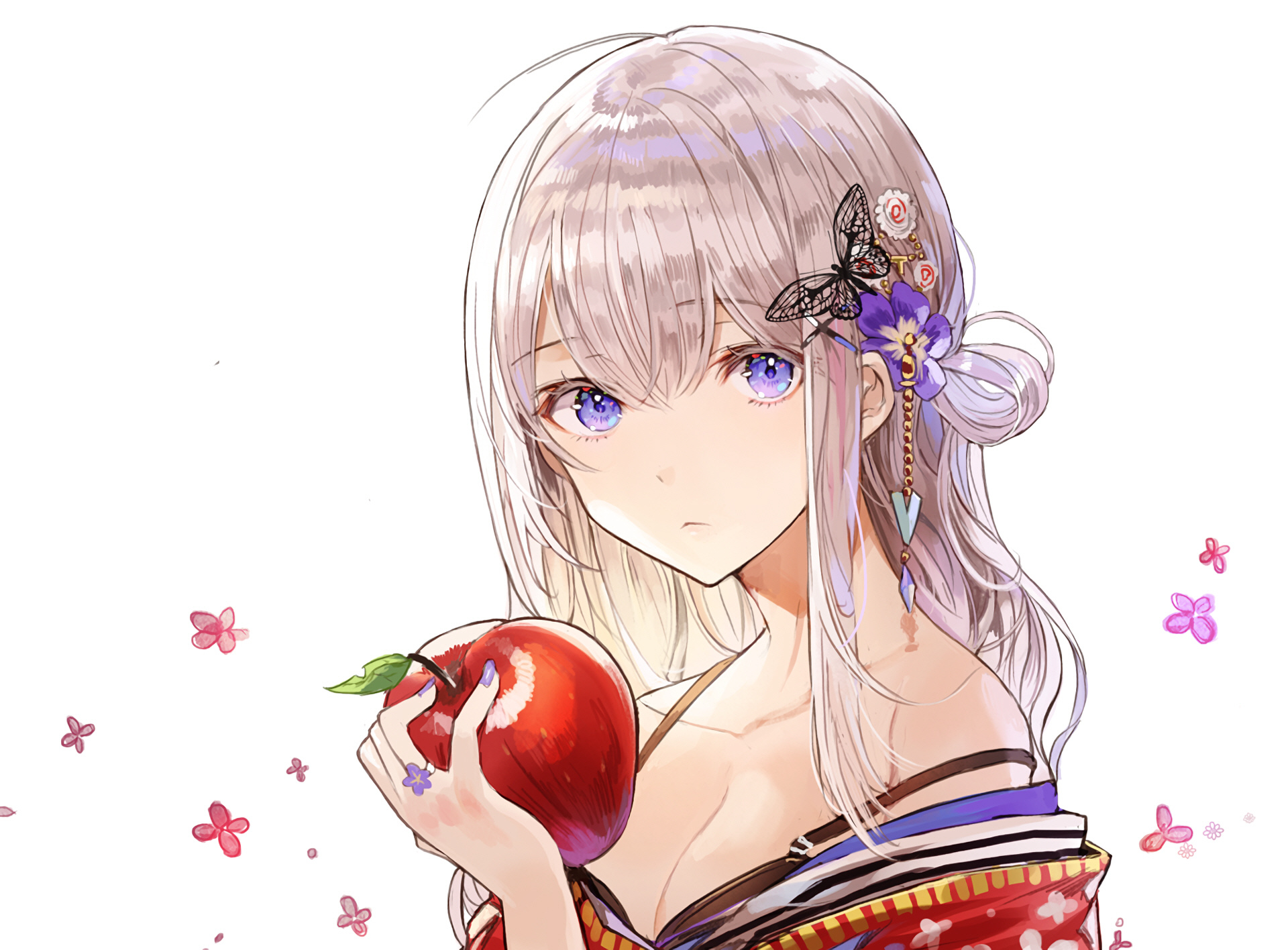 Аниме девочка с яблоком