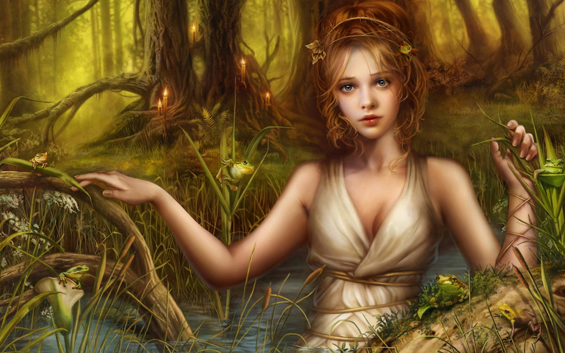 Девочка в лесу арт