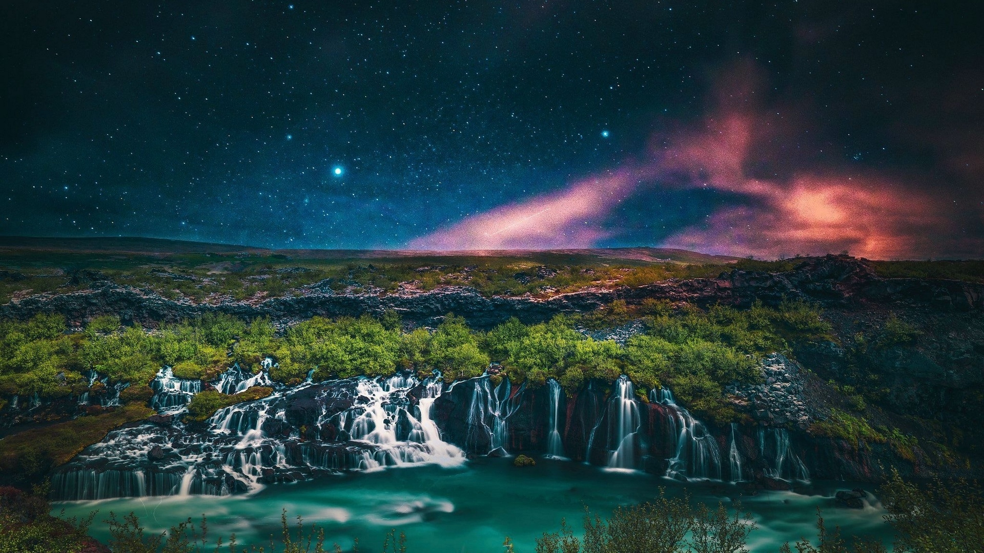 водопад ночью фото
