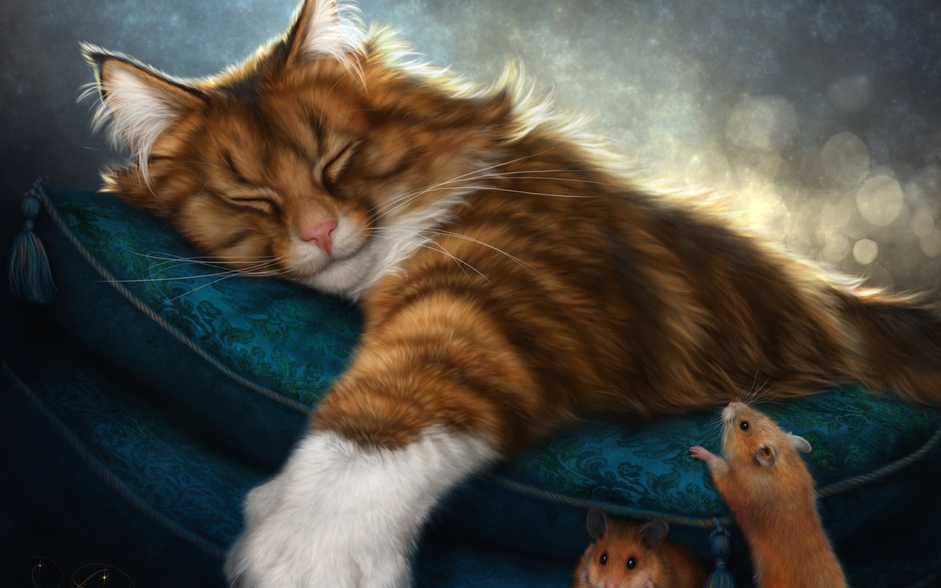 Сонный кот рисунок
