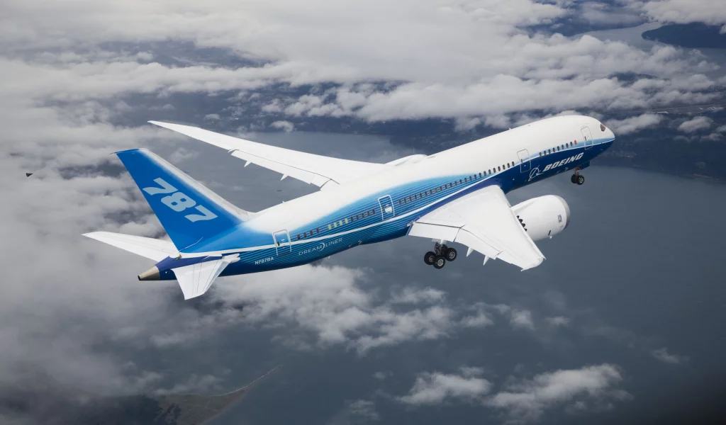 boeing, 787, dreamline, полёт, облака