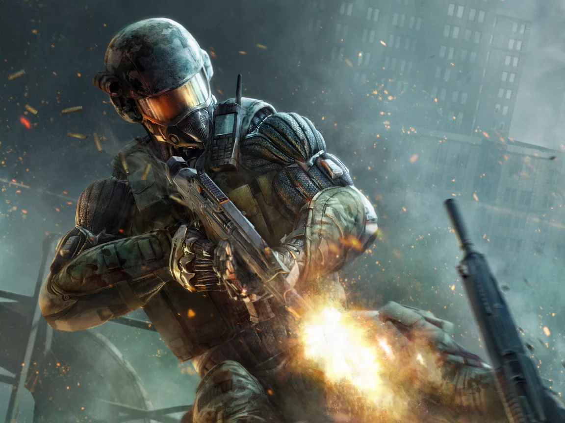нанокостюм, crysis 2, шлем, выстрел