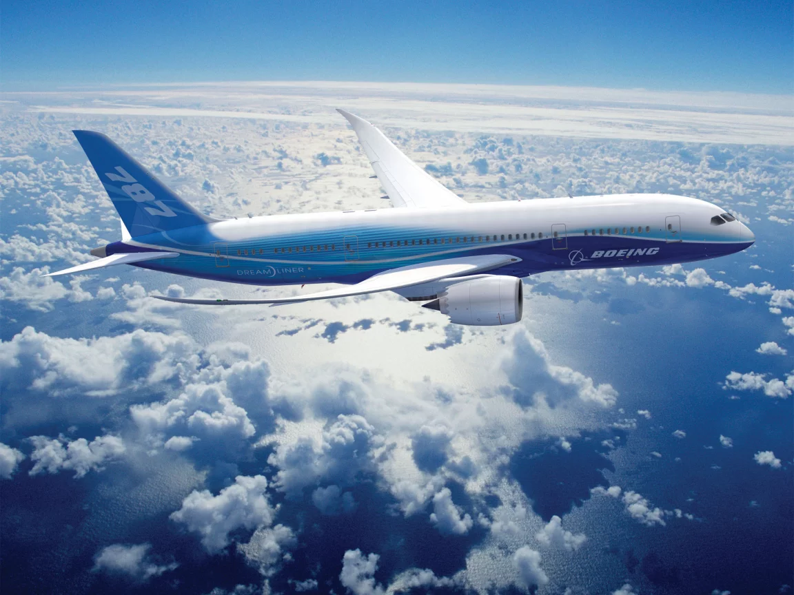 полёт, облака, boeing, 787, dreamline
