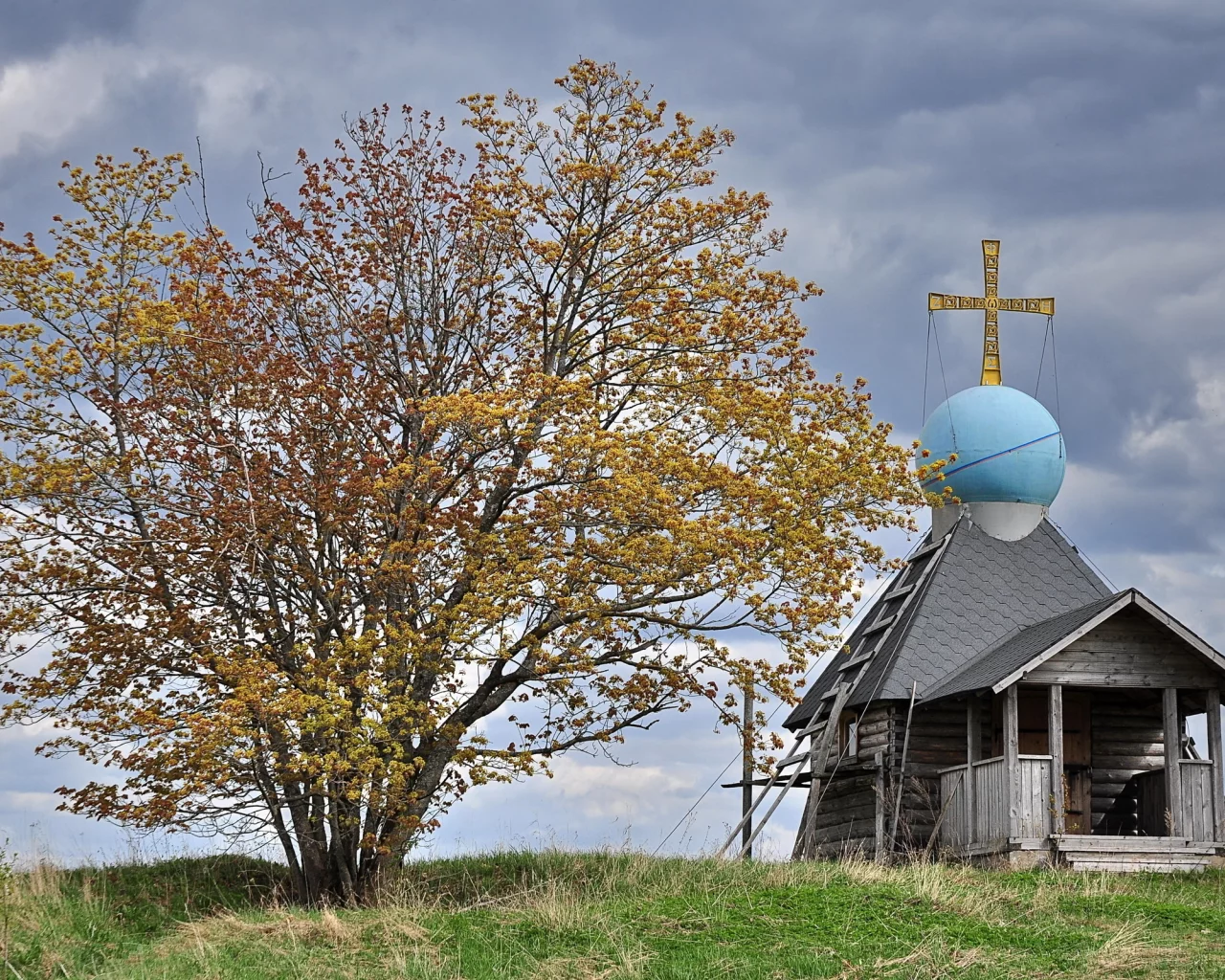 дерево, небо, храм