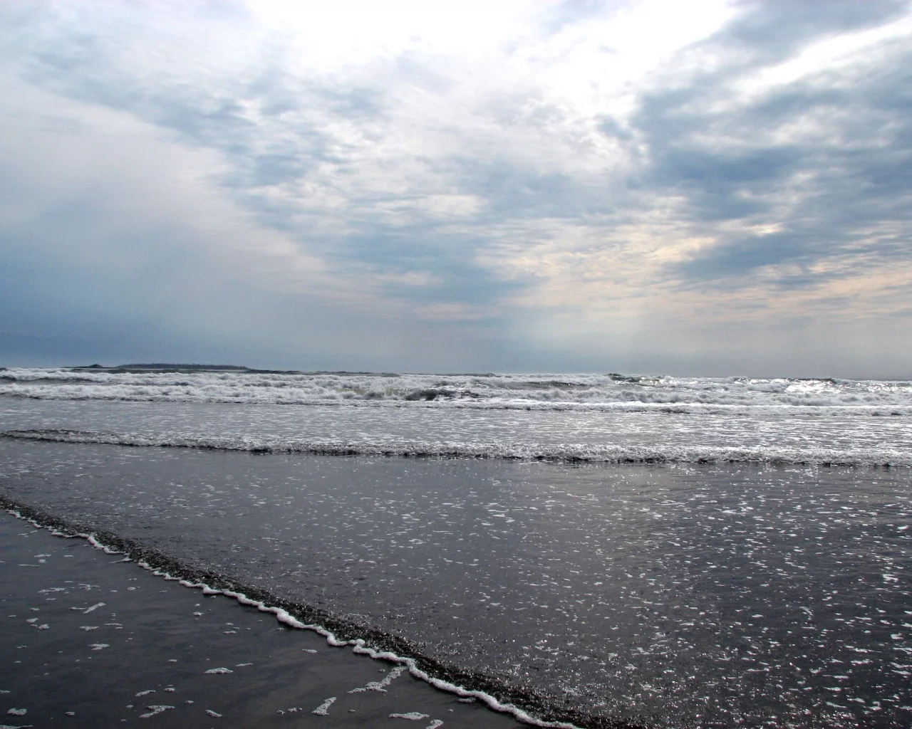 море, бурей, затишье, волны, перед, пляж