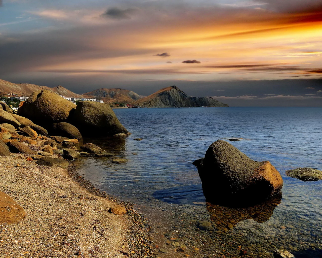 пейзаж, море, закат