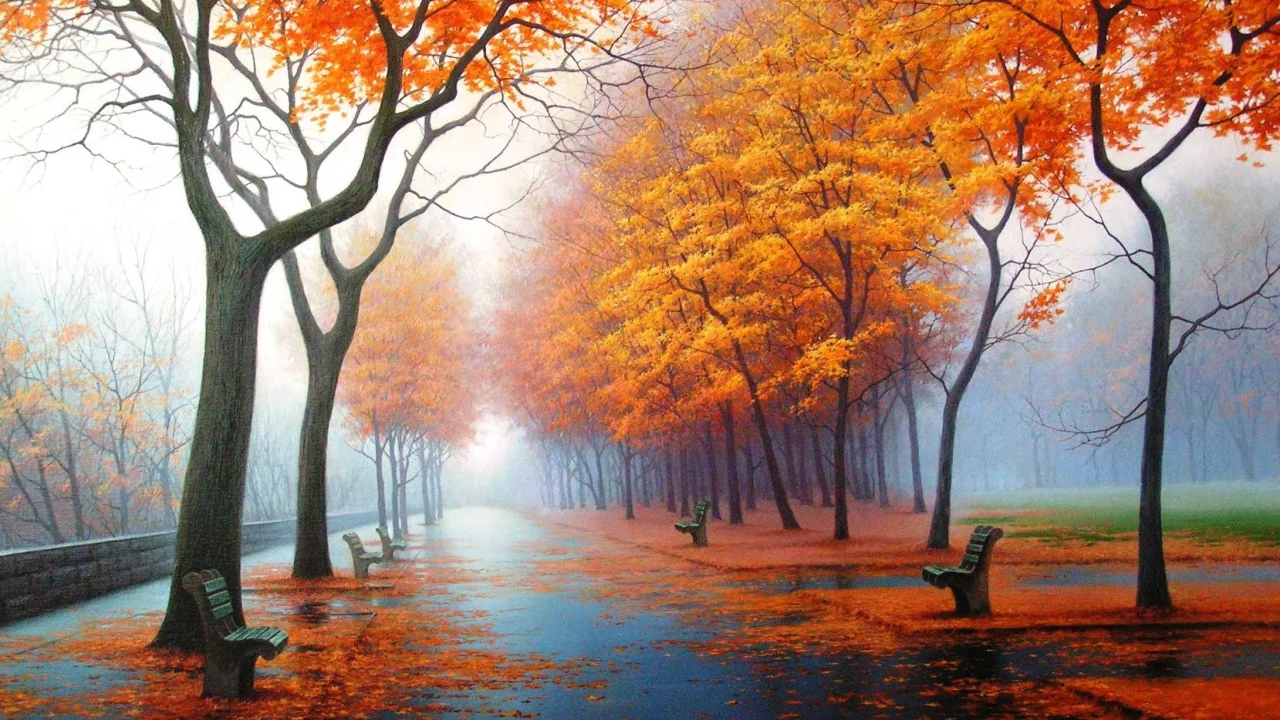 парк, картина, рисунок, рисунки, осень, осенние обои, арт, природа, картины