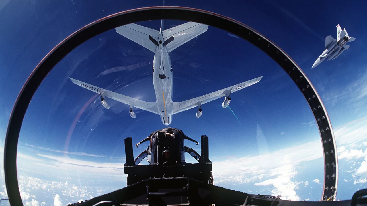 полёт, дозаправка, F-15, истребитель