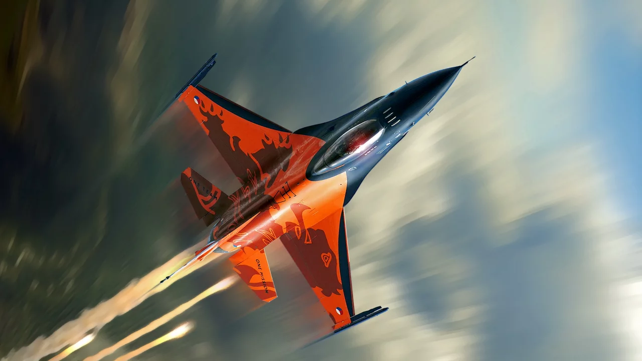 F-16, облака, полёт