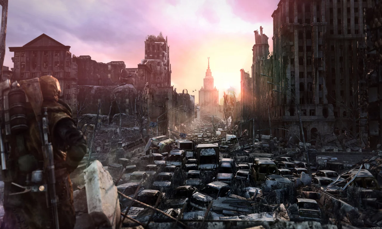 город, зима, Метро 2033, разруха