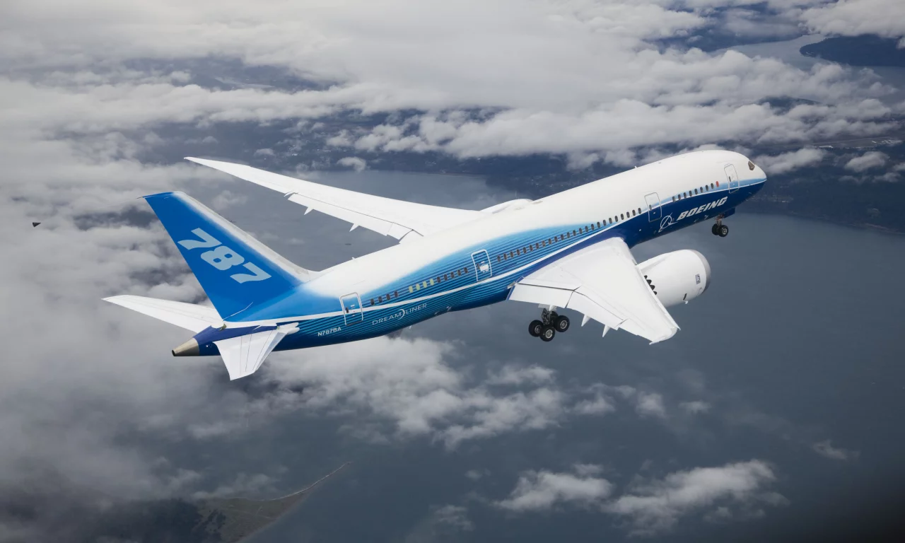boeing, 787, dreamline, полёт, облака