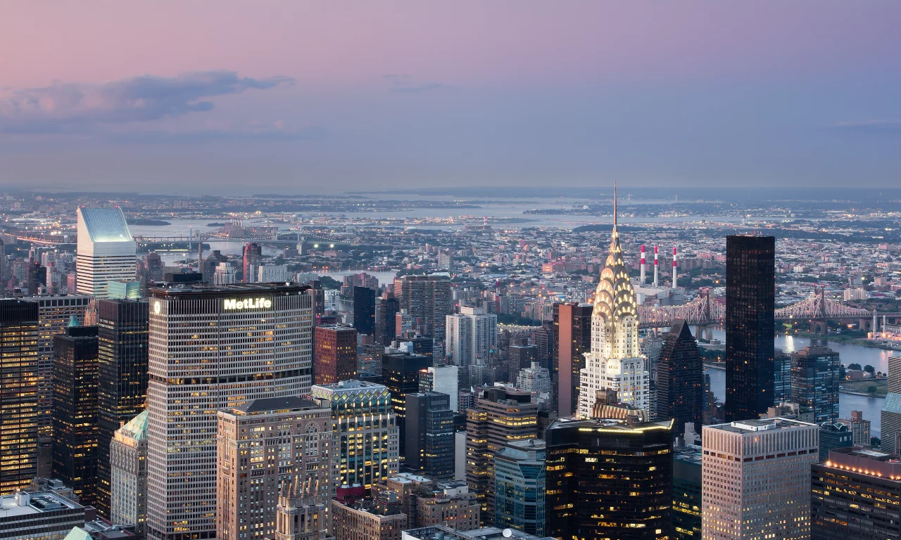 закат, New york, Манхэттен, небоскрёбы, дома, город, Нью-йорк, здания, Manhattan