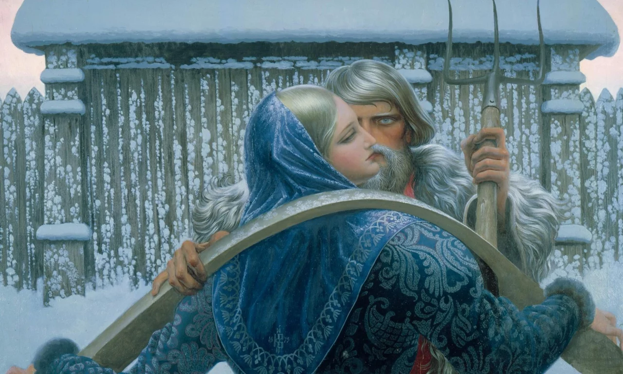 картина, константин васильев, нечаянная встреча, русь