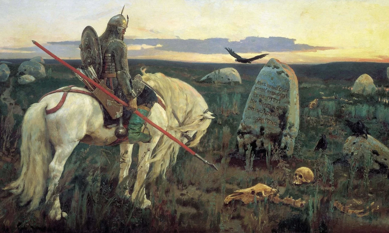 классика, витязь на распутье, камень, васнецов виктор михайлович, конь