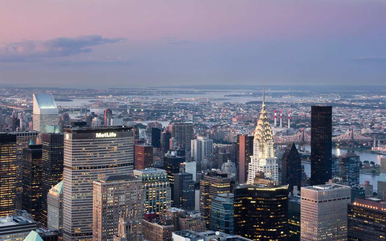 закат, New york, Манхэттен, небоскрёбы, дома, город, Нью-йорк, здания, Manhattan