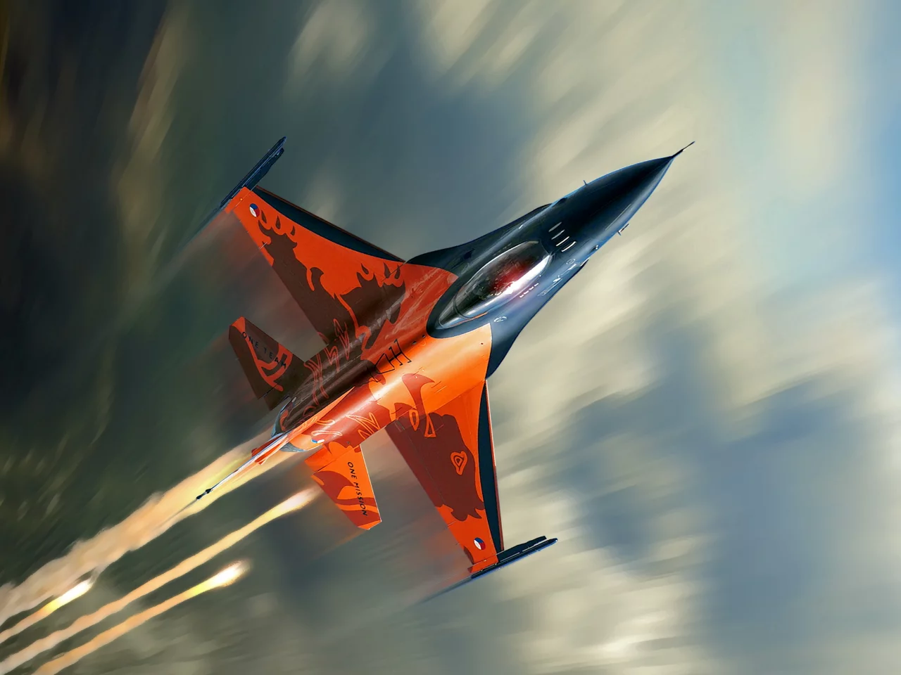 F-16, облака, полёт
