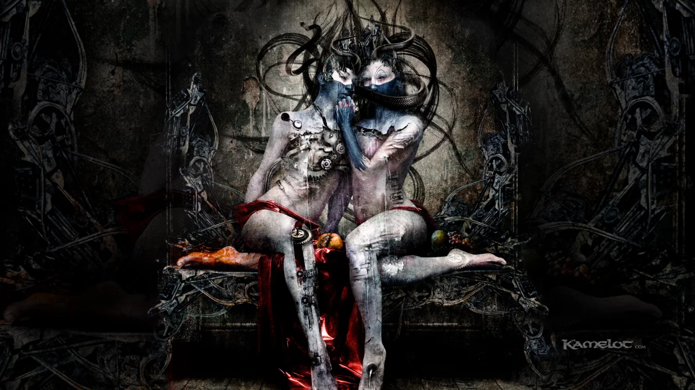 волосы, скамья, девушки, kamelot
