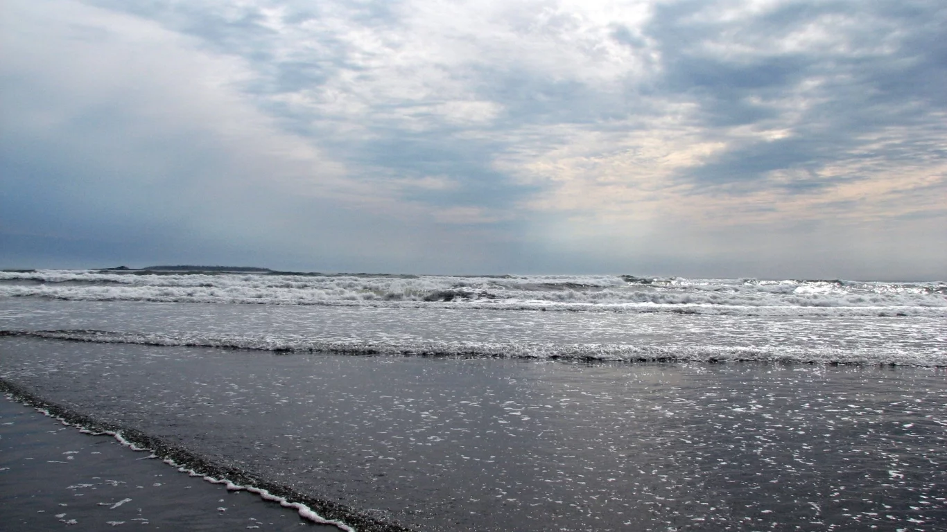 море, бурей, затишье, волны, перед, пляж