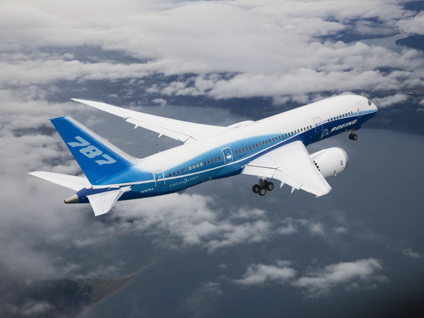 boeing, 787, dreamline, полёт, облака