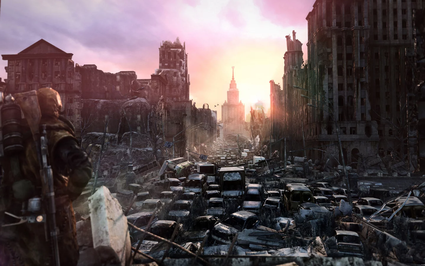 город, зима, Метро 2033, разруха