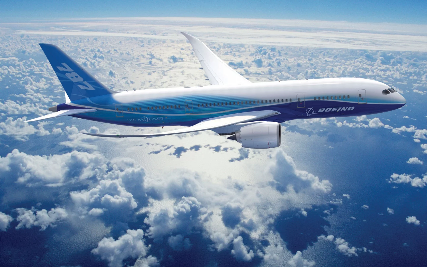 полёт, облака, boeing, 787, dreamline