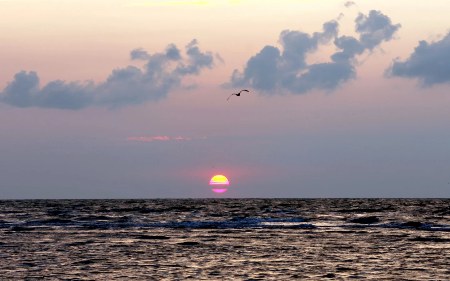 солнце, море, закат, пейзаж