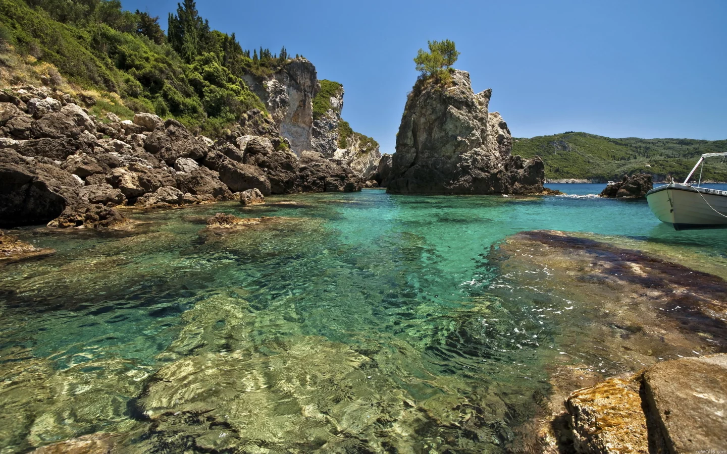 лето, залив, природа, море