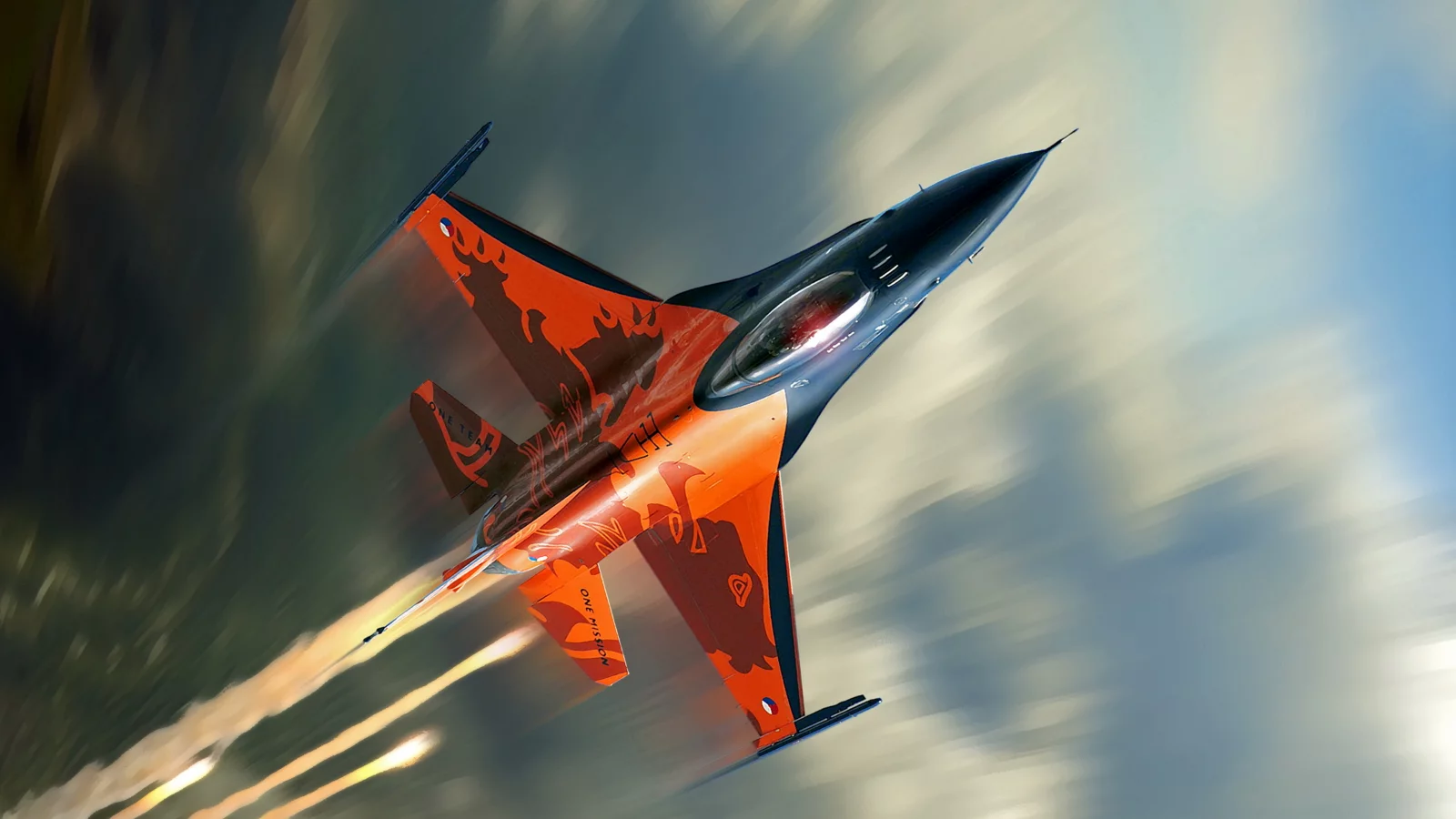 F-16, облака, полёт