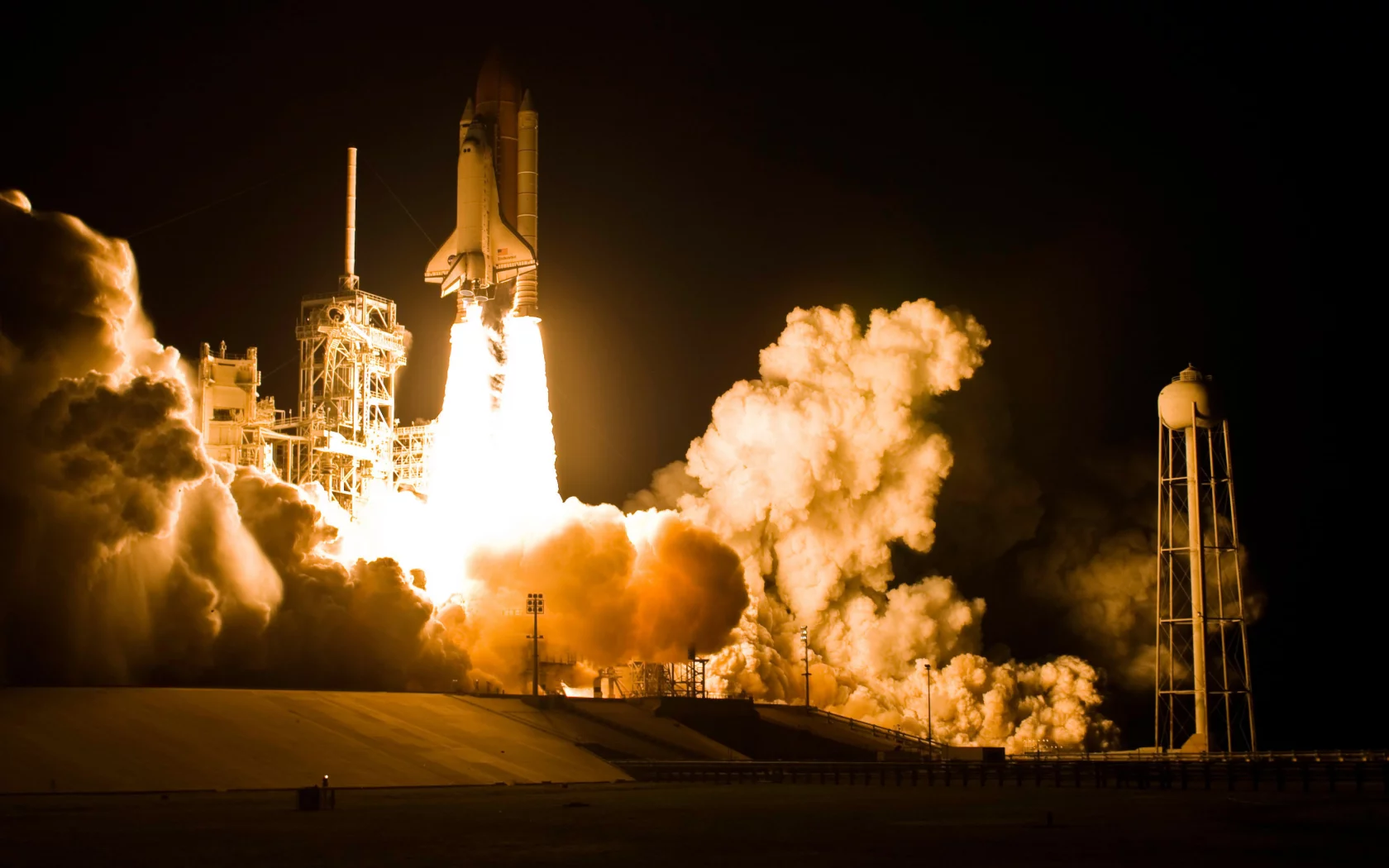 discovery, взлёт, shuttle, ночь, пламя