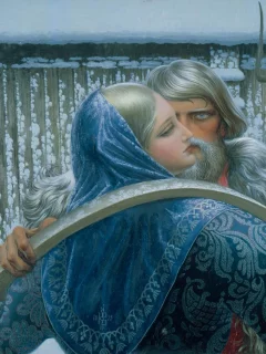 картина, константин васильев, нечаянная встреча, русь