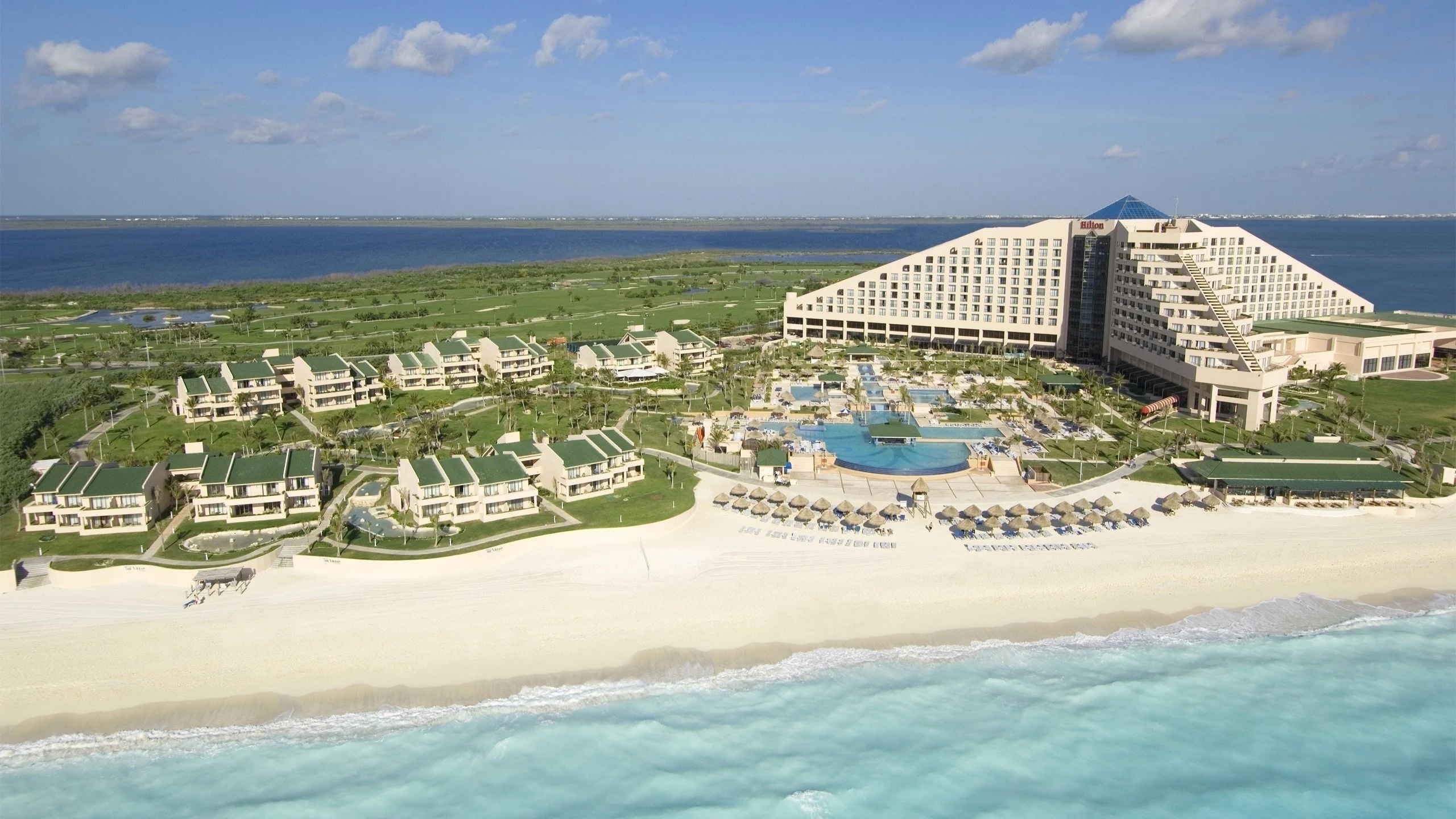 hilton, океан, курорт, пальмы, вода