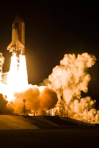 discovery, взлёт, shuttle, ночь, пламя