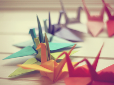 оригами, лебедь, близко