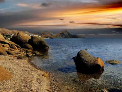 пейзаж, море, закат