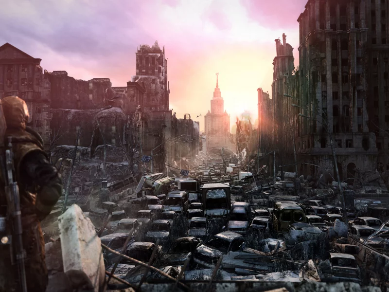 город, зима, Метро 2033, разруха