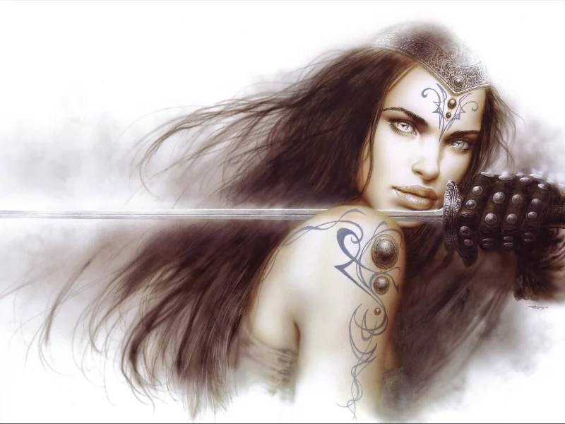 татуировка, рисунок, плечо, перчатка, luis royo, меч